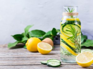 Detoxifying Herbal Drinks Cucumber Detox Water In A Glass
