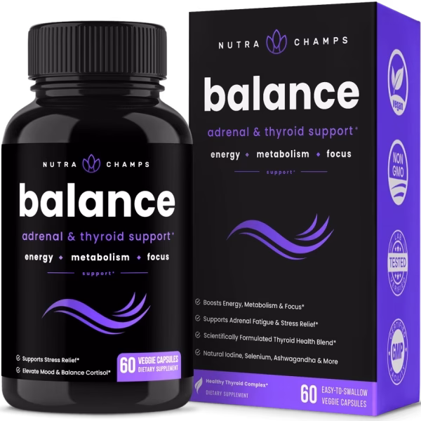 Balance Capsules - Thyroid Support in black bottle