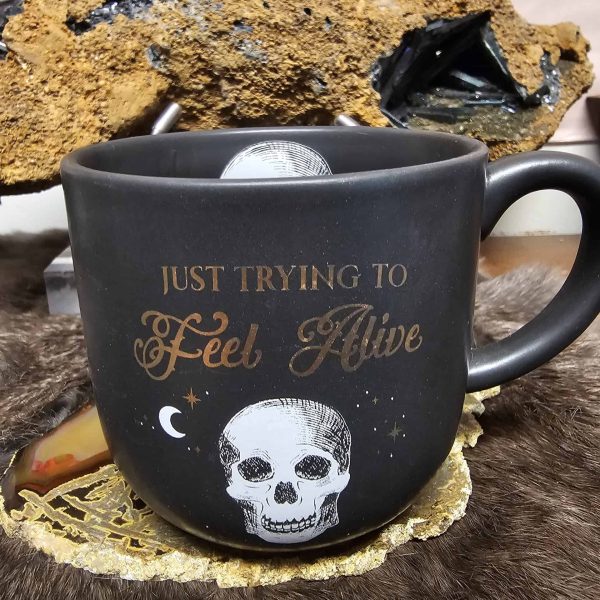 Trying to Feel Alive Skull Mug