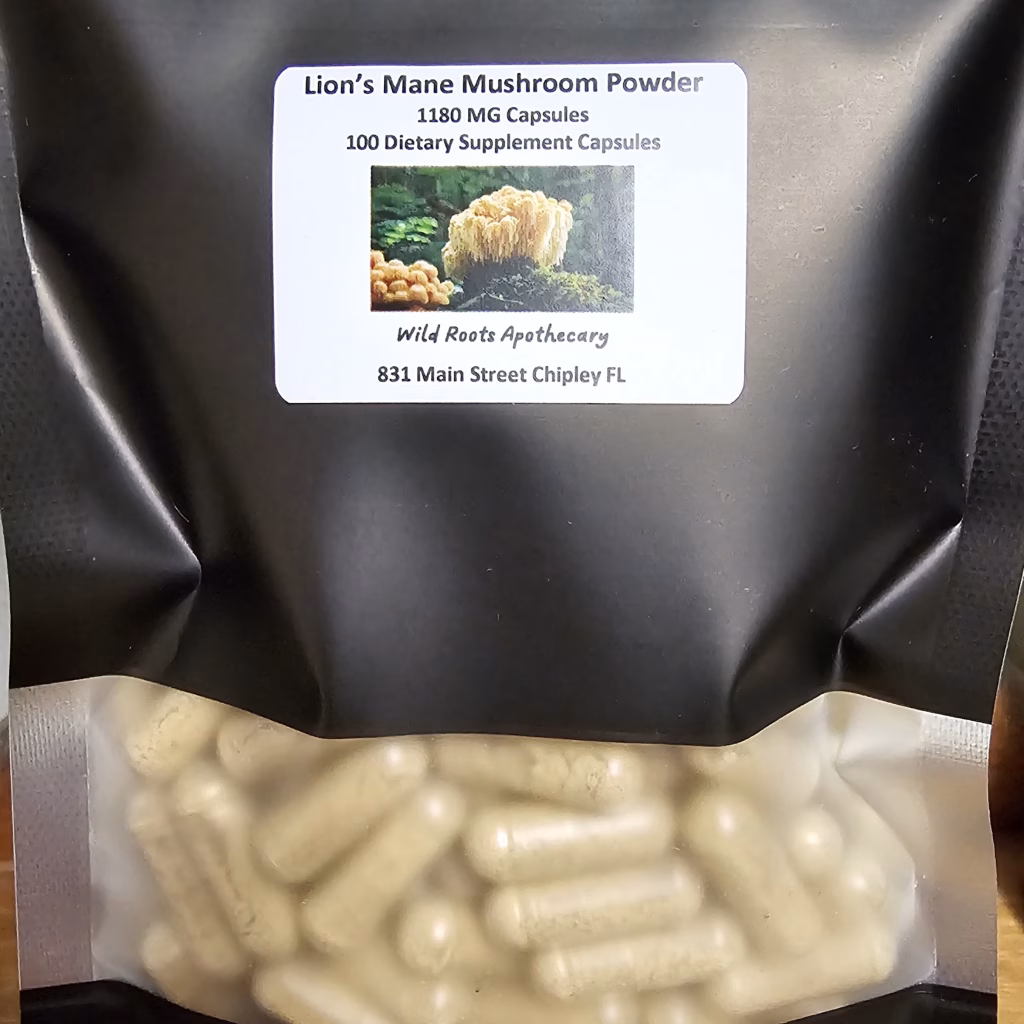 Lion's Mane Mushroom Powder Supplements 1180mg with black bag