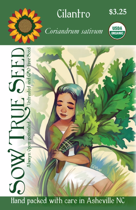 Cilantro Seeds, Organic with printed label
