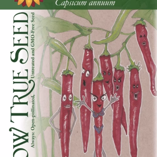 Hot Pepper Seeds - Cayenne Long Red Thin printed label package