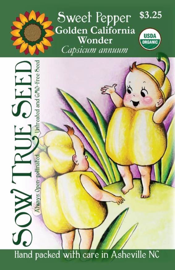 Sweet Pepper Seeds - Golden California Wonder Sweet Pepper Seeds - Golden California Wonder With Printed Label