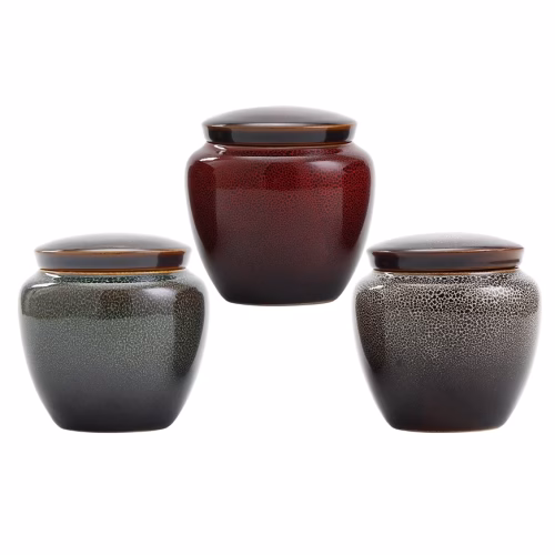 Ceramic Tea Canister with three different colored tea canister