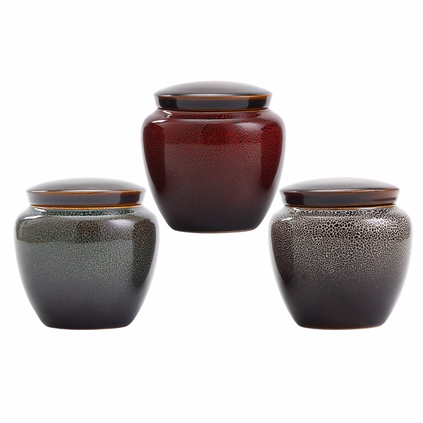 Ceramic Tea Canister with three different colored tea canister