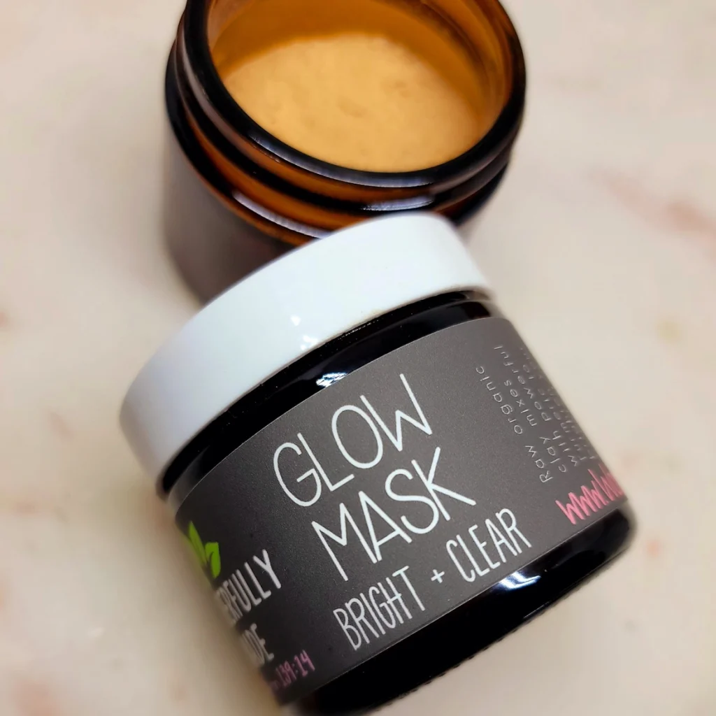 Glow Mask Turmeric Clay Mask with grey label