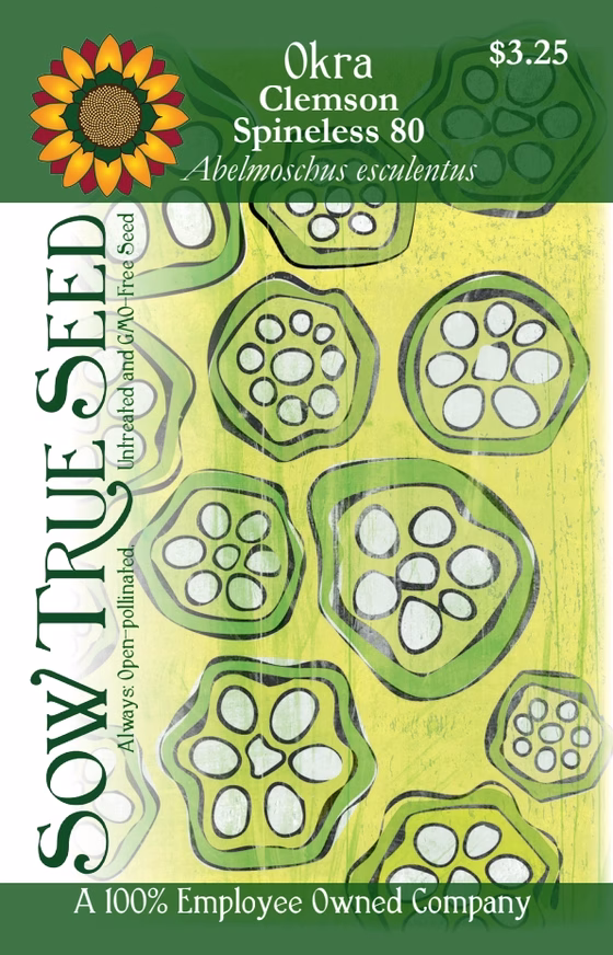 Okra Seeds - Clemson Spineless 80 Okra Seeds - Clemson Spineless 80 With Printed Label