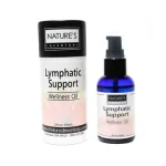 Lymphatic Support Wellness Oil with white and powder colored label on black bottle