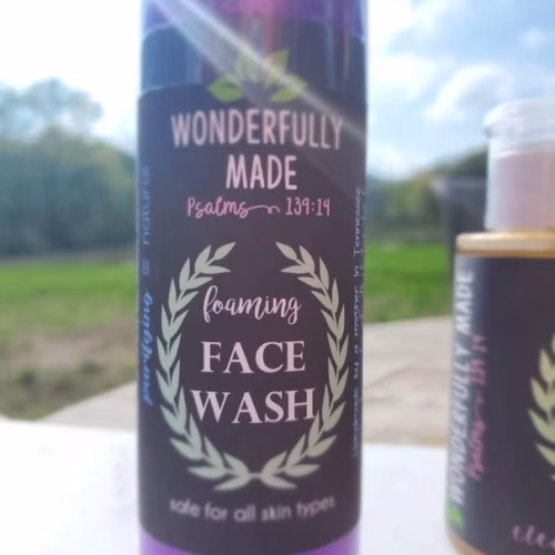 Organic Face Wash in black bottle