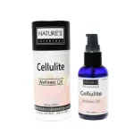 Cellulite Wellness Oil with white and powder colored label on black bottle