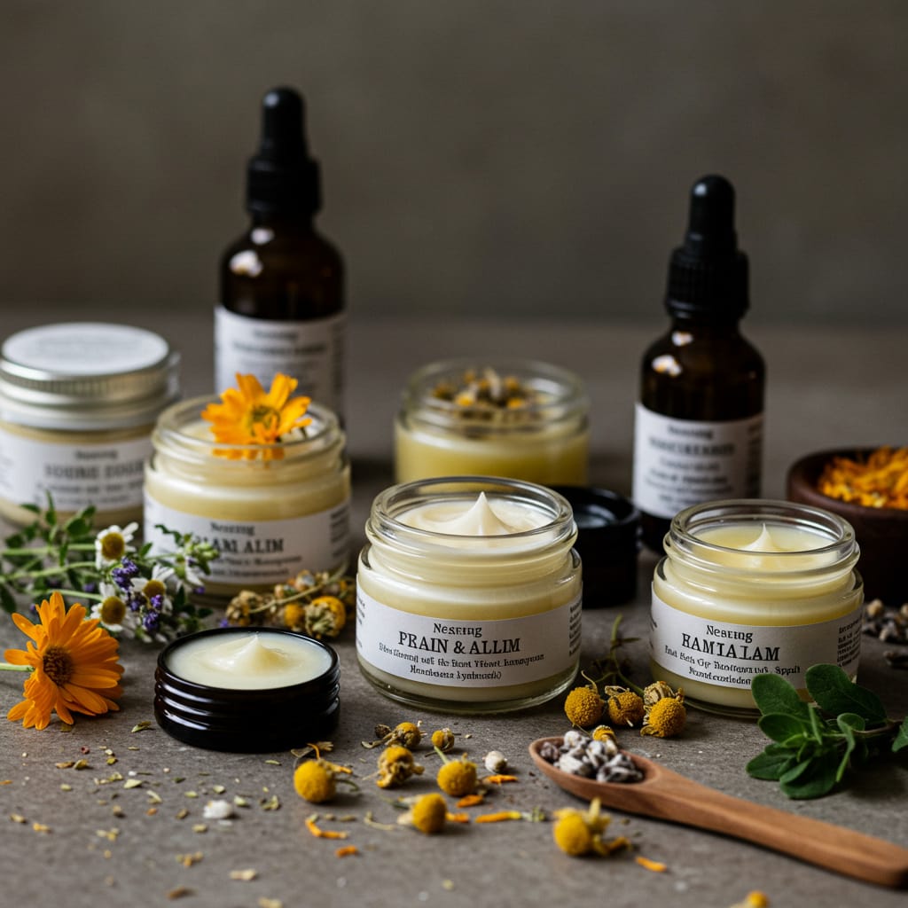Healing Salves and Creams different salves and creams on the table