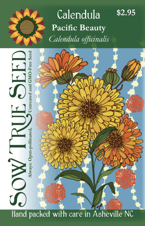 Calendula Seeds - Pacific Beauty with Printed Label