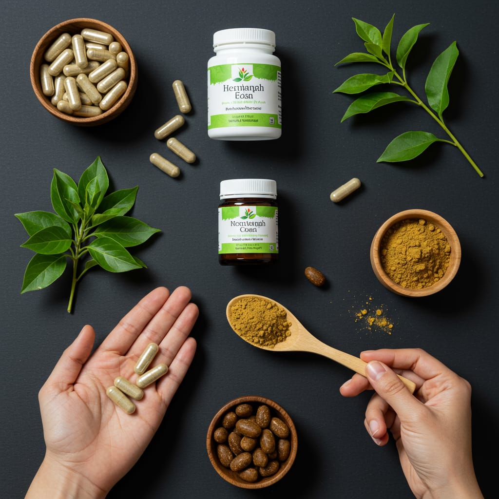 The Benefits of Herbal Capsules and Powders powder and capsules on the table