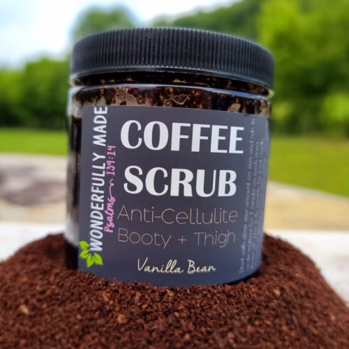 Coffee Scrub Anti-Cellulite Polish for Booty and Thigh with grey label