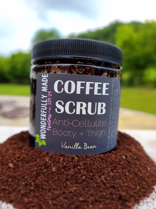 Coffee Scrub Anti-Cellulite Polish for Booty and Thigh with grey label