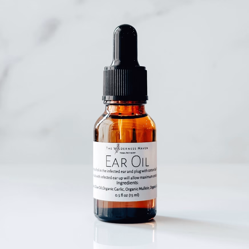 Ear Oil With Garlic + Mullein Ear Oil With Garlic + Mullein With Brown Bottle