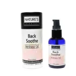 Back Soothe Wellness Oil with white and powder colored label on black bottle