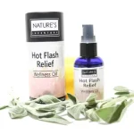 Hot Flash Wellness Oil with white and powder colored label on black bottle