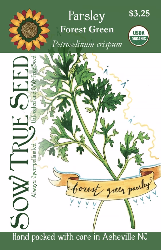 Parsley Seeds - Forest Green, Organic with printed label