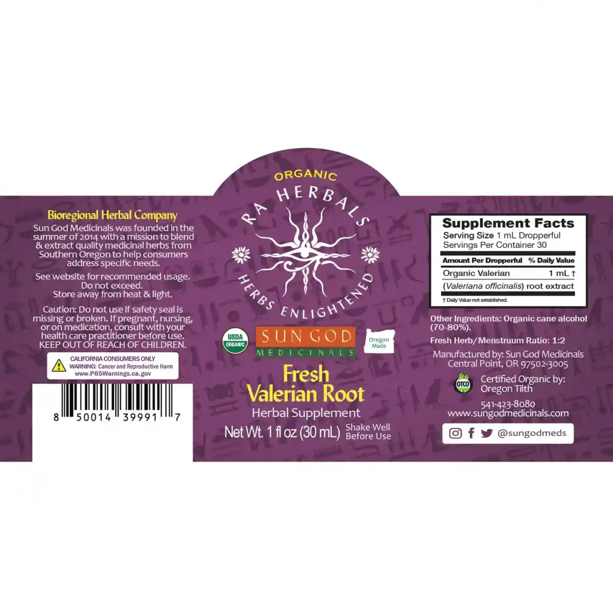 Fresh Valerian Root2 Organic Fresh Valerian Root Tincture 1Oz. - Image 2