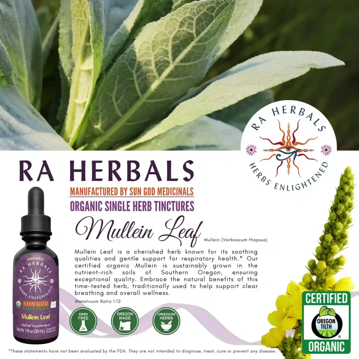 Mullein Leaf3 Organic Mullein Leaf Tincture 1Oz. - Image 3